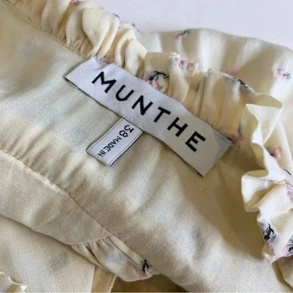 NEW Munthe Curtis Open Back Embroidered Floral Midi Dress Pale Yellow Size 8 - Picture 10 of 14